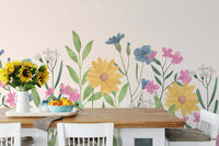 Watercolor Wildflower Wall Mural - Wallanza