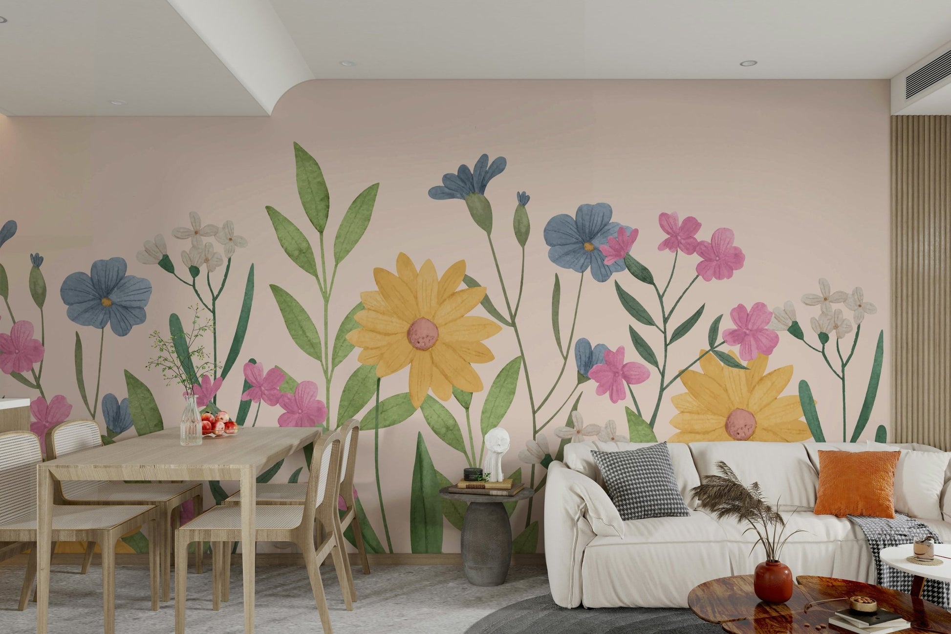 Watercolor Wildflower Wall Mural - Wallanza