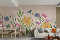 Watercolor Wildflower Wall Mural - Wallanza