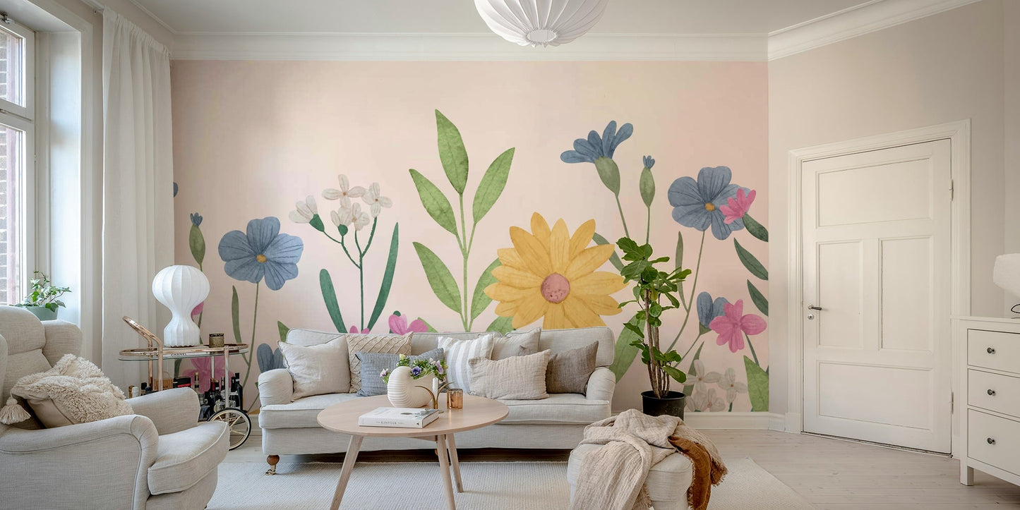 Watercolor Wildflower Wall Mural - Wallanza