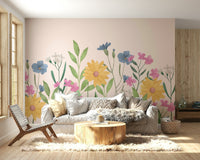 Watercolor Wildflower Wall Mural - Wallanza