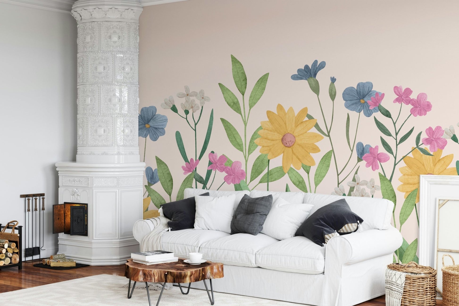 Watercolor Wildflower Wall Mural - Wallanza