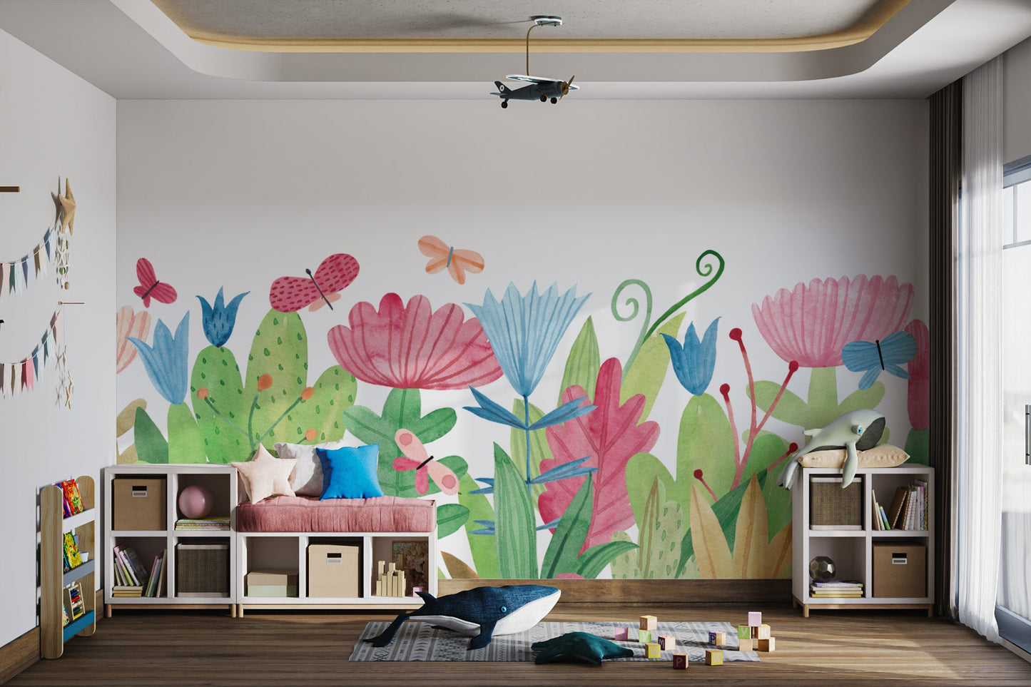 Watercolor Wildflower Wallpaper Mural - Wallanza
