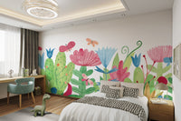 Watercolor Wildflower Wallpaper Mural - Wallanza