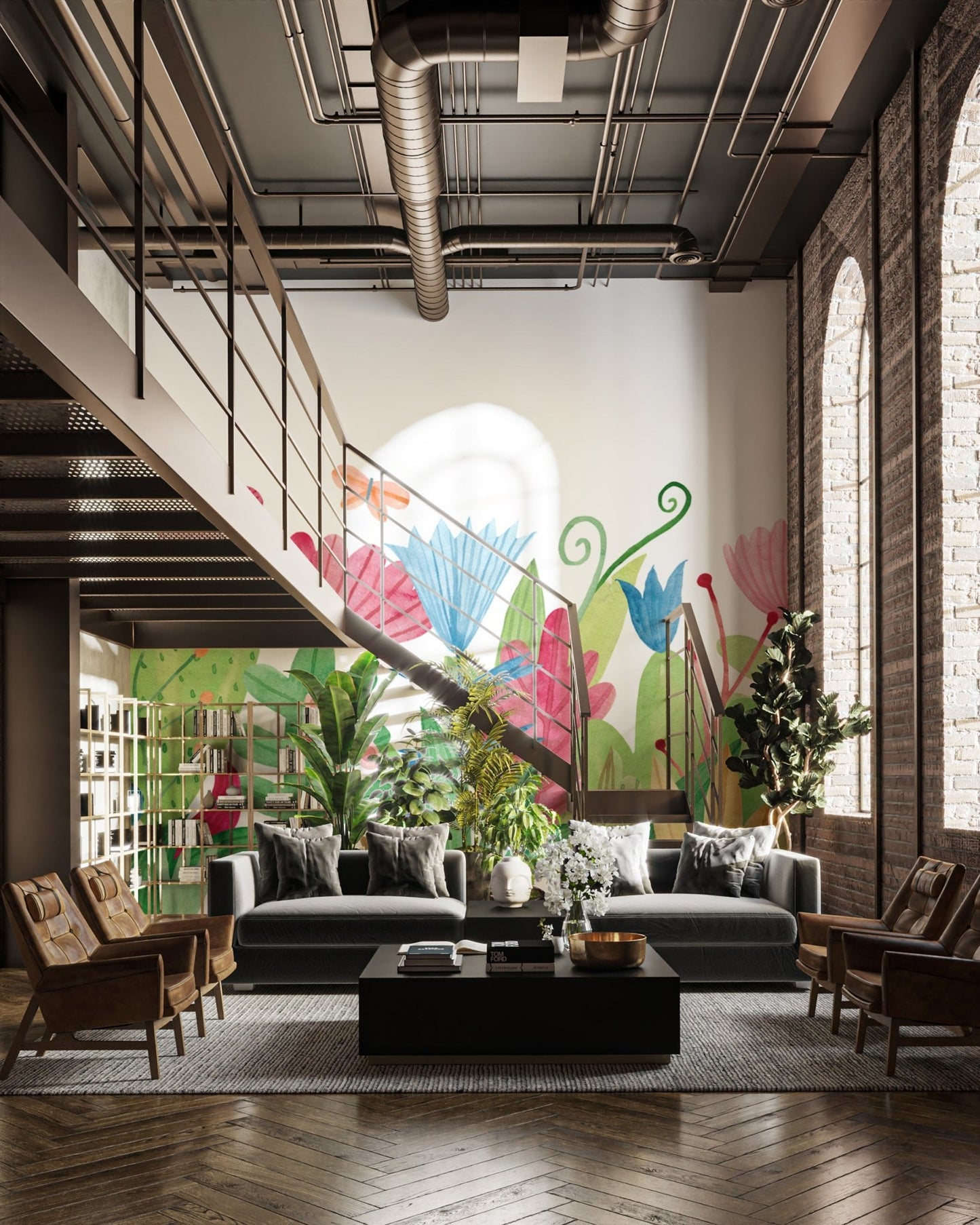 Watercolor Wildflower Wallpaper Mural - Wallanza