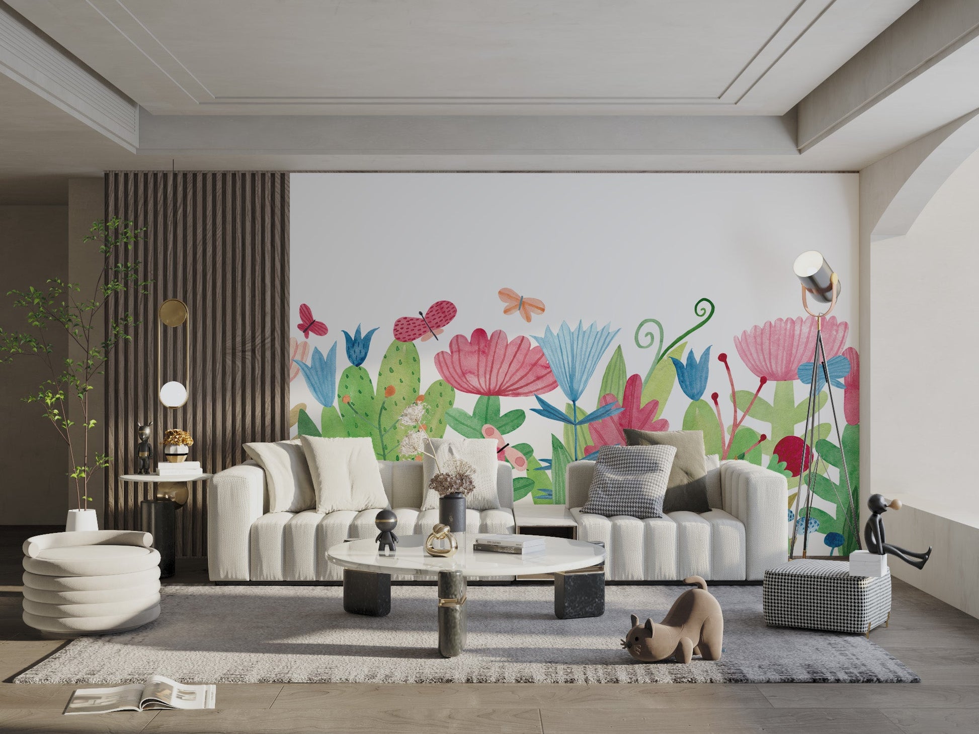 Watercolor Wildflower Wallpaper Mural - Wallanza