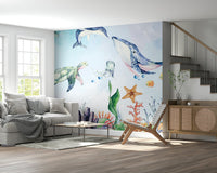 Watercolor Wonders of the Sea Wall Mural - Wallanza