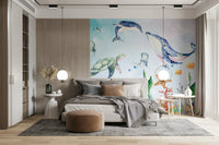 Watercolor Wonders of the Sea Wall Mural - Wallanza