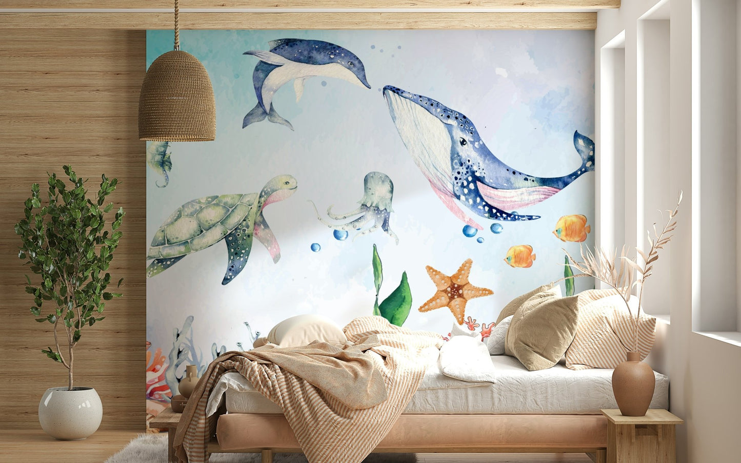 Watercolor Wonders of the Sea Wall Mural - Wallanza