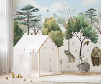 Nature-inspired mural with woodland creatures
