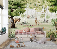 Watercolor Woodland Wonders Mural Wallpaper - Wallanza