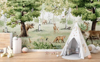 Watercolor Woodland Wonders Mural Wallpaper - Wallanza