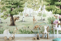 Watercolor Woodland Wonders Mural Wallpaper - Wallanza