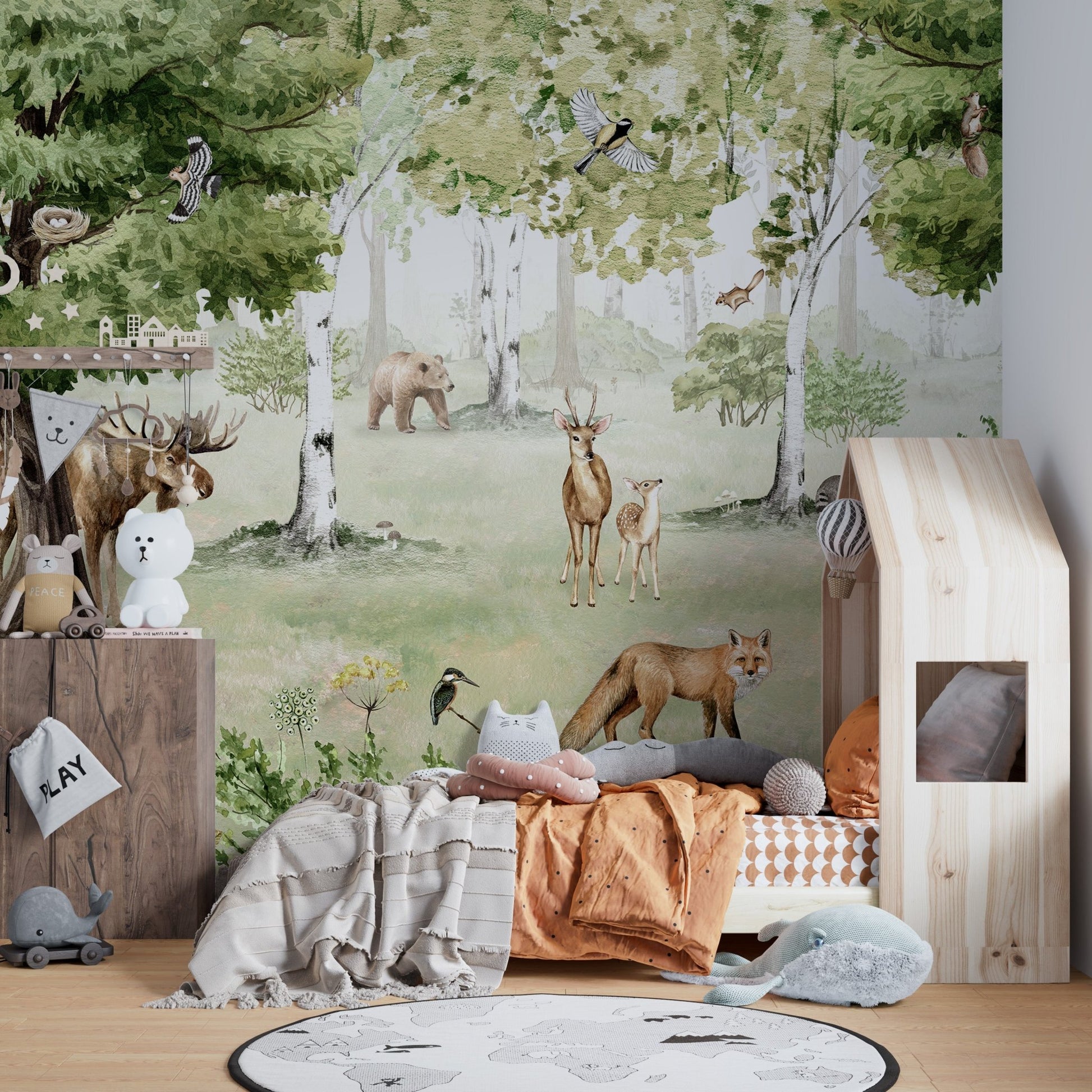 Watercolor Woodland Wonders Mural Wallpaper - Wallanza