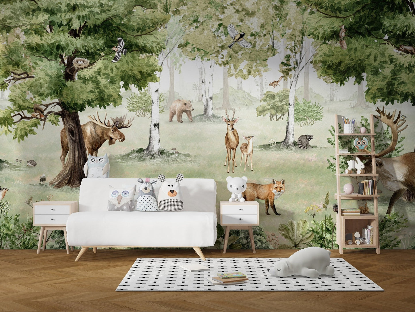 Watercolor Woodland Wonders Mural Wallpaper - Wallanza