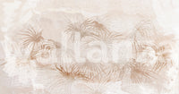 Sophisticated wall mural featuring soft, trailing leaf motifs.