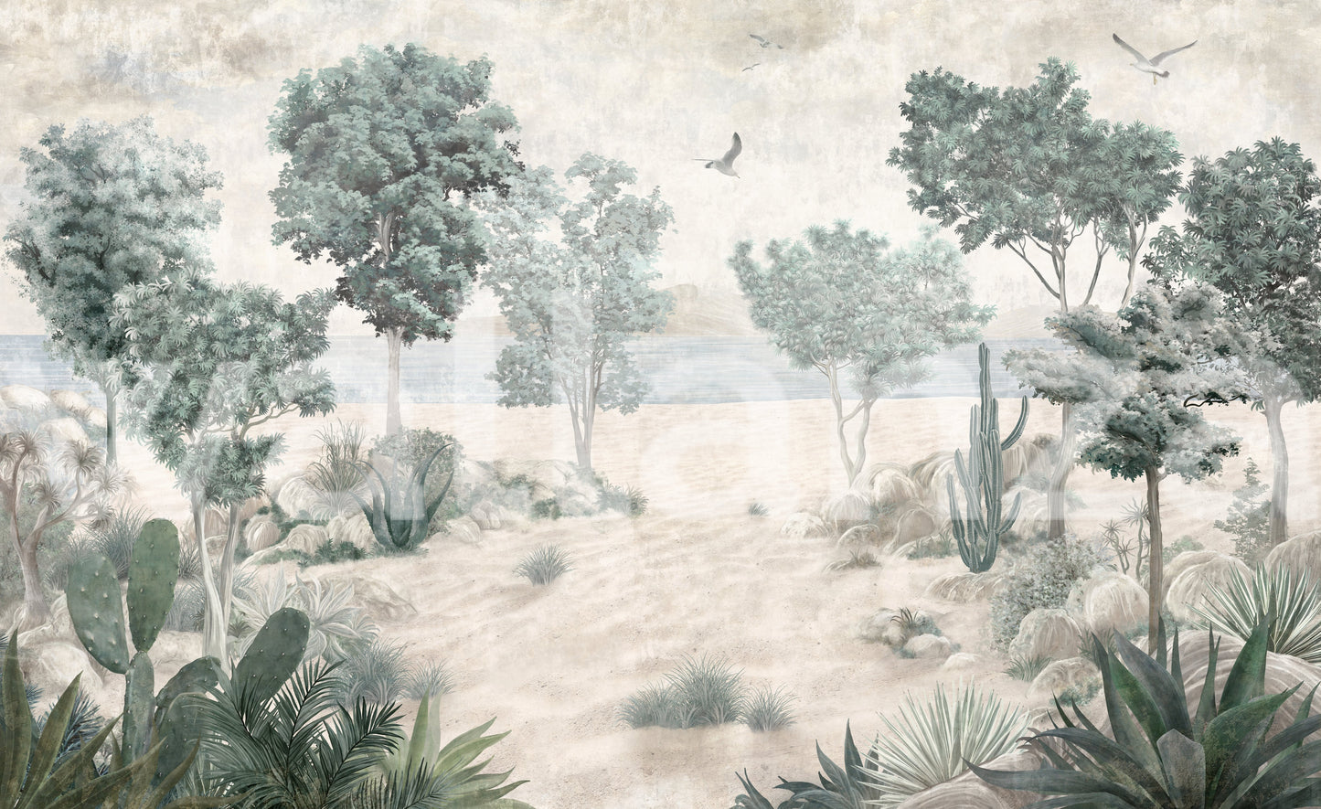 Serene Desert Coastline Wall Mural