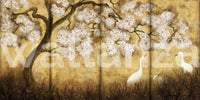 Imperial Gold Blossom & Cranes Wall Mural
