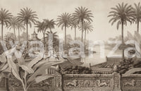 Vintage Chinoiserie Peacock and Palms Wall Mural