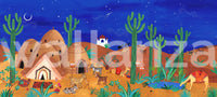 Whimsical Desert Oasis at Night Wall Mural