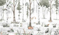 Whimsical Forest Friends Watercolor Wall Mural Wall Mural
