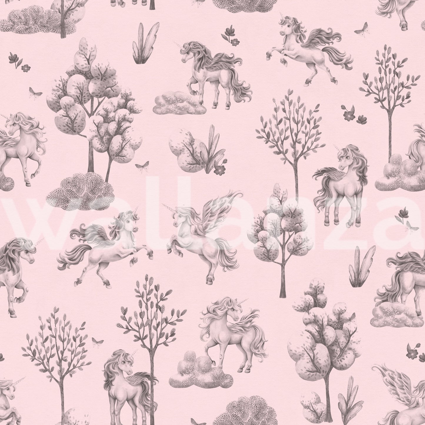 Whimsical Unicorn Forest Fantasy Pink Wallpaper Wallpaper⁠