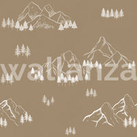 Minimalist Hand Drawn Mountain Forest Scene Wallpaper⁠