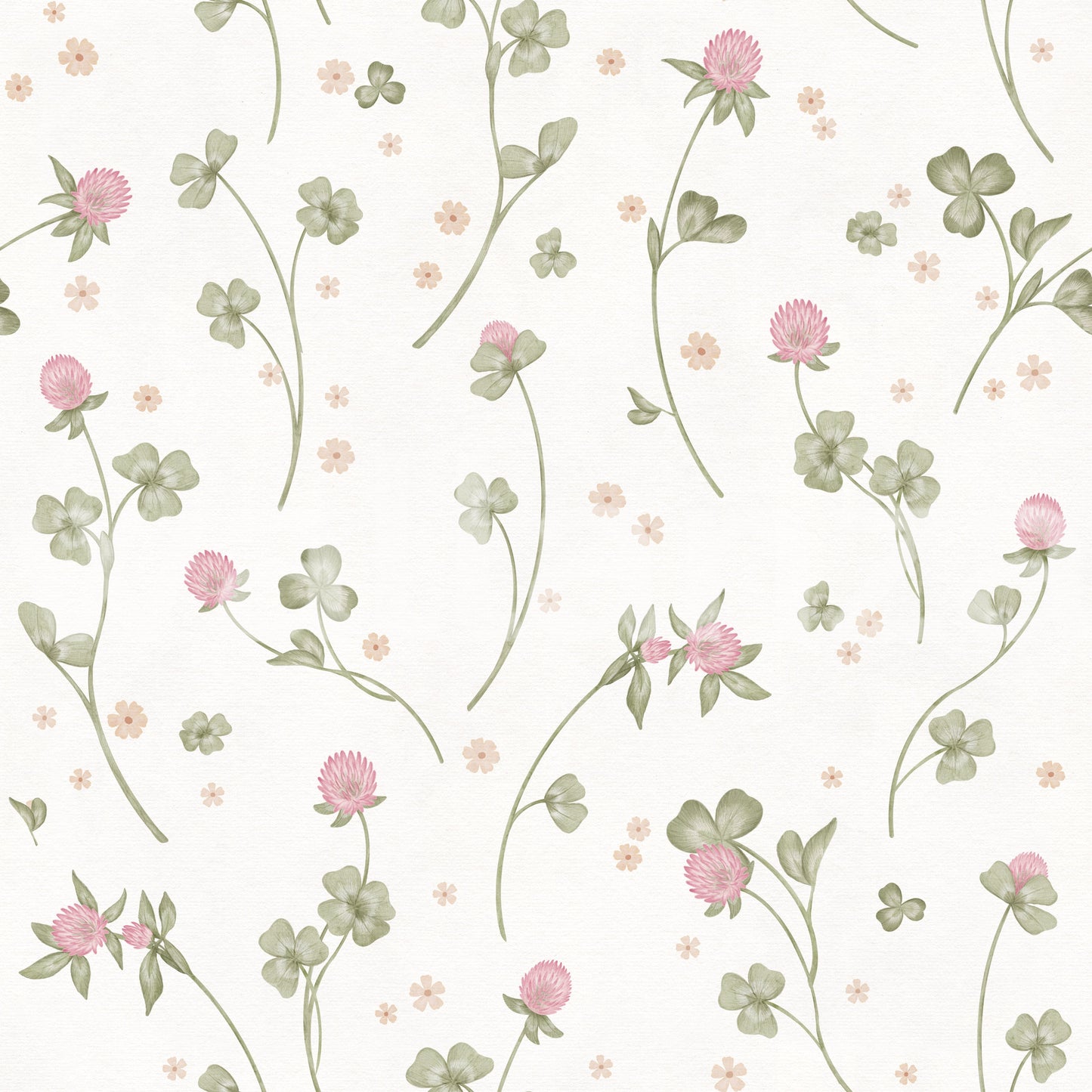 Delicate Meadow Clover Floral Botanical Wallpaper Wallpaper⁠
