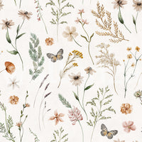 Boho Wildflower Meadow Watercolor Floral Print Wallpaper⁠