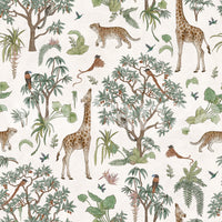 Enchanted Safari Animals and Tropical Foliage Wallpaper Wallpaper⁠