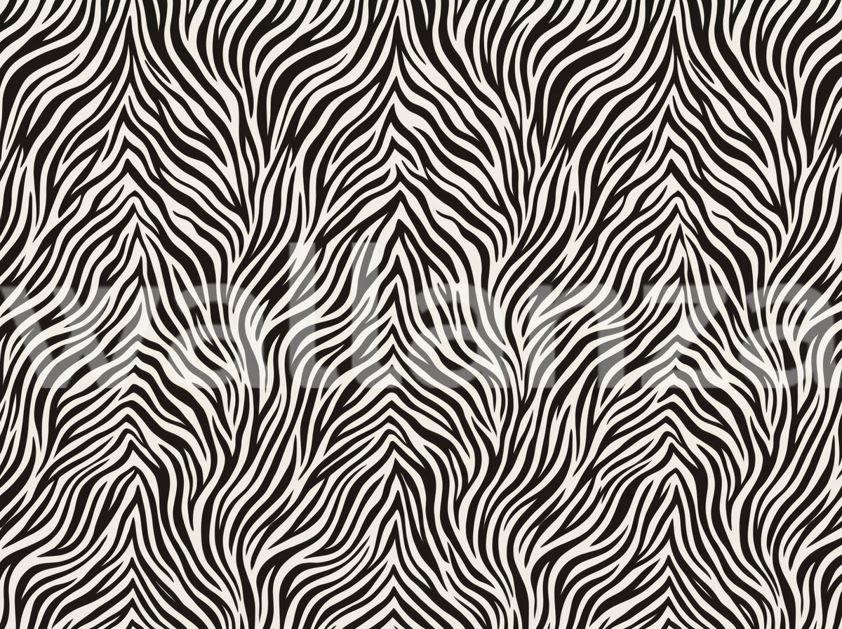 Monochrome zebra stripe wall mural with fanned black lines on off white
