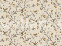 Charming Woodland Birds and Berries Pattern Wall Mural