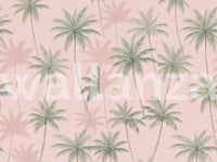 Soft Blush Palm Tree Oasis Wallpaper Wall Mural