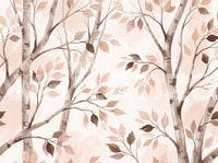 Soft Autumn Birch Forest Watercolor Mural Wall Mural