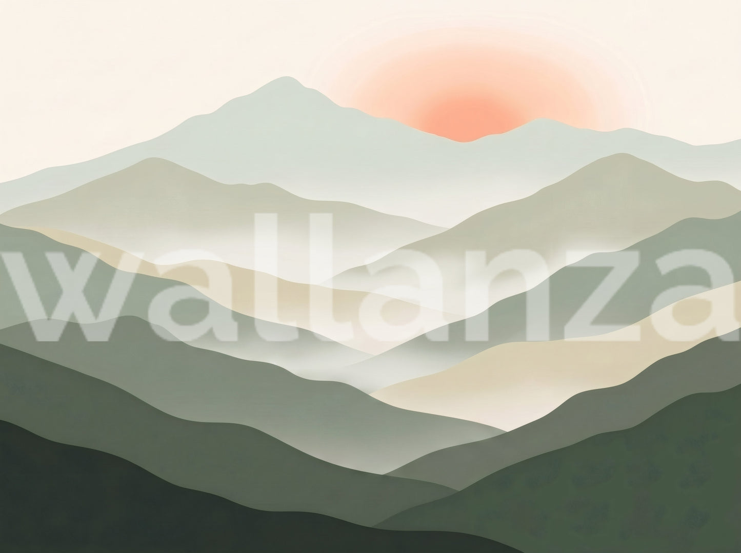 Soft Muted Peaks At Sunrise Landscape Wallpaper Wall Mural
