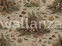 Enchanted Woodland Mushroom Forest Seamless Pattern Wall Mural