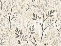 Minimalist Botanical Sketch Line Art Wallpaper Wall Mural