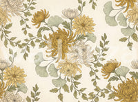 Vintage Gold Chrysanthemum Botanical Garden Floral Wallpaper Wall Mural