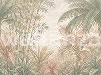 Vintage Tropical Jungle Oasis Landscape Wallpaper Wall Mural