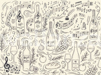 Classical Music and Fine Wine Illustration Wallpaper Wall Mural