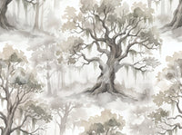 Misty Forest Watercolor Tree Mural Wall Mural