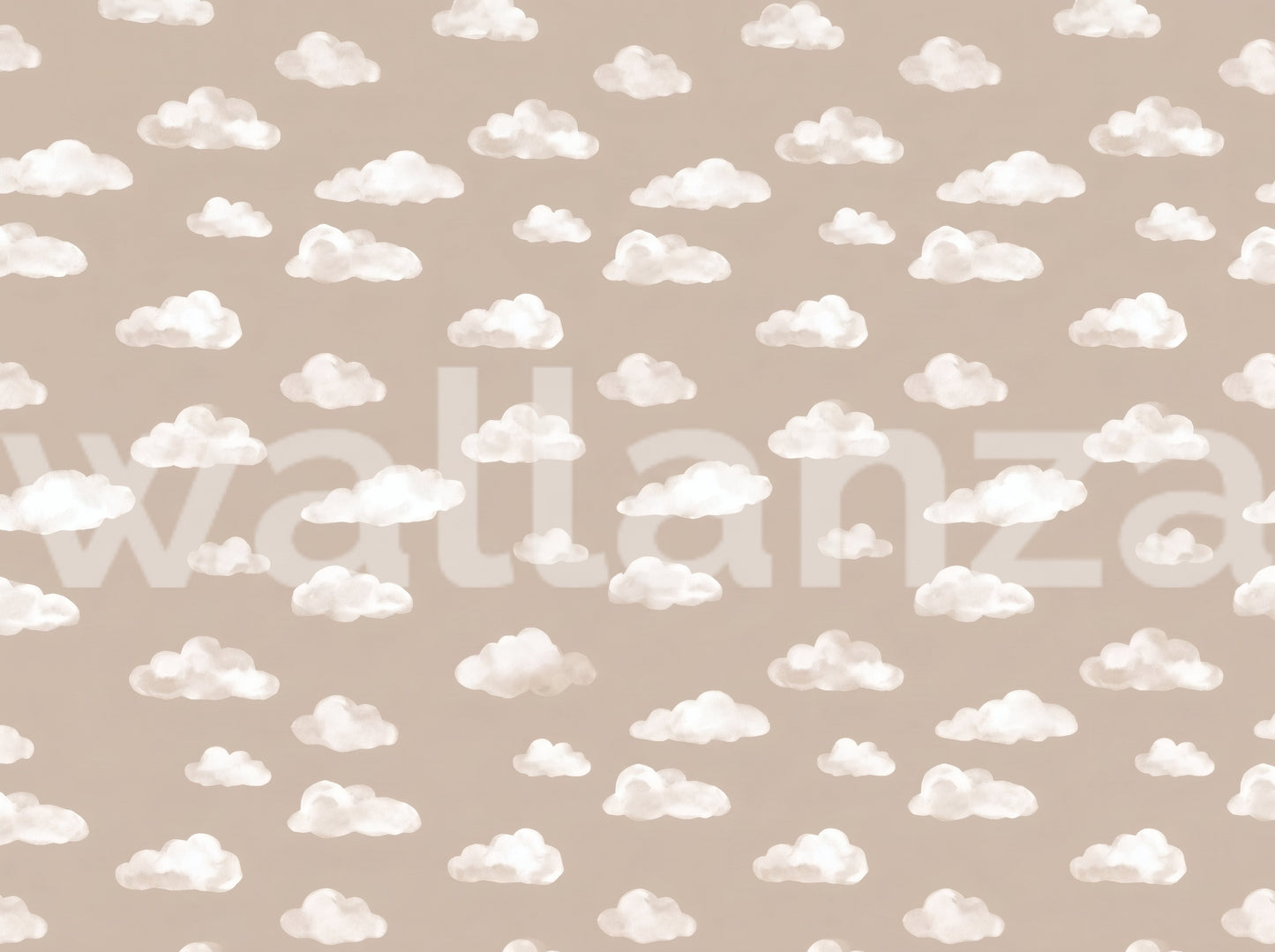 Soft Watercolor Clouds in Neutral Beige Wall Mural