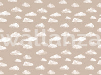 Soft Watercolor Clouds in Neutral Beige Wall Mural