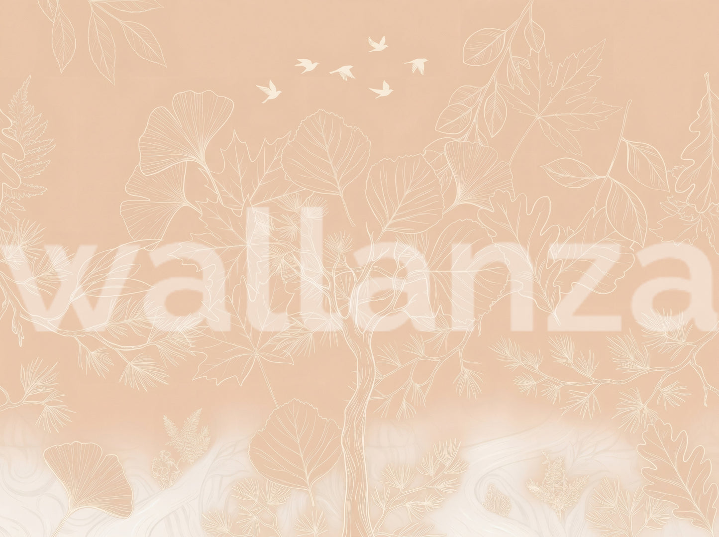 Minimalist Blush Botanical Tree Mural Wall Mural