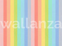 Pastel Rainbow Vertical Striped Linen Wallpaper Wall Mural
