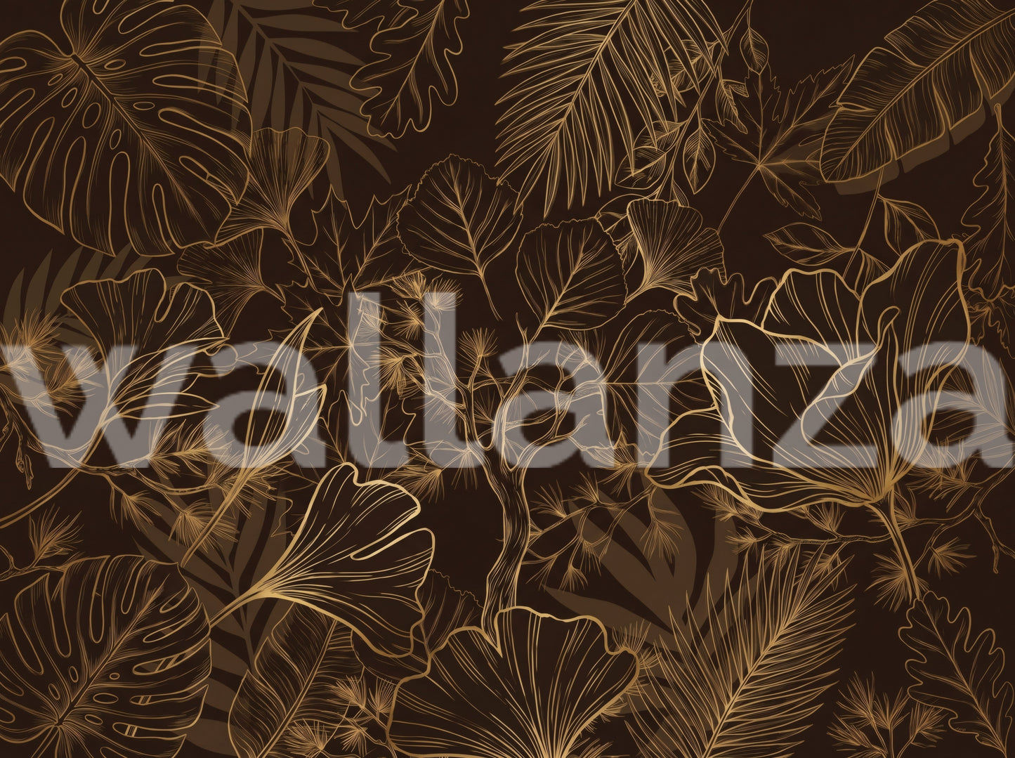 Elegant Gold Botanical Outline Wall Art Wall Mural