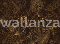 Elegant Gold Botanical Outline Wall Art Wall Mural