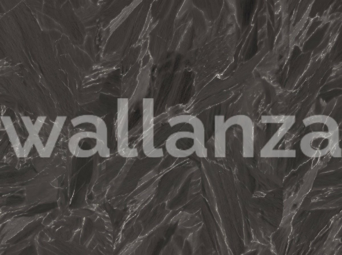 Dark charcoal stone texture mural with white and silver mineral veins