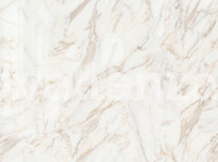 White Calacatta marble mural with warm gold and taupe veins