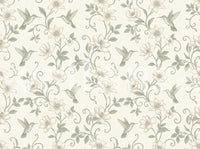 Elegant Hummingbird and Floral Botanical Garden Wallpaper Wall Mural